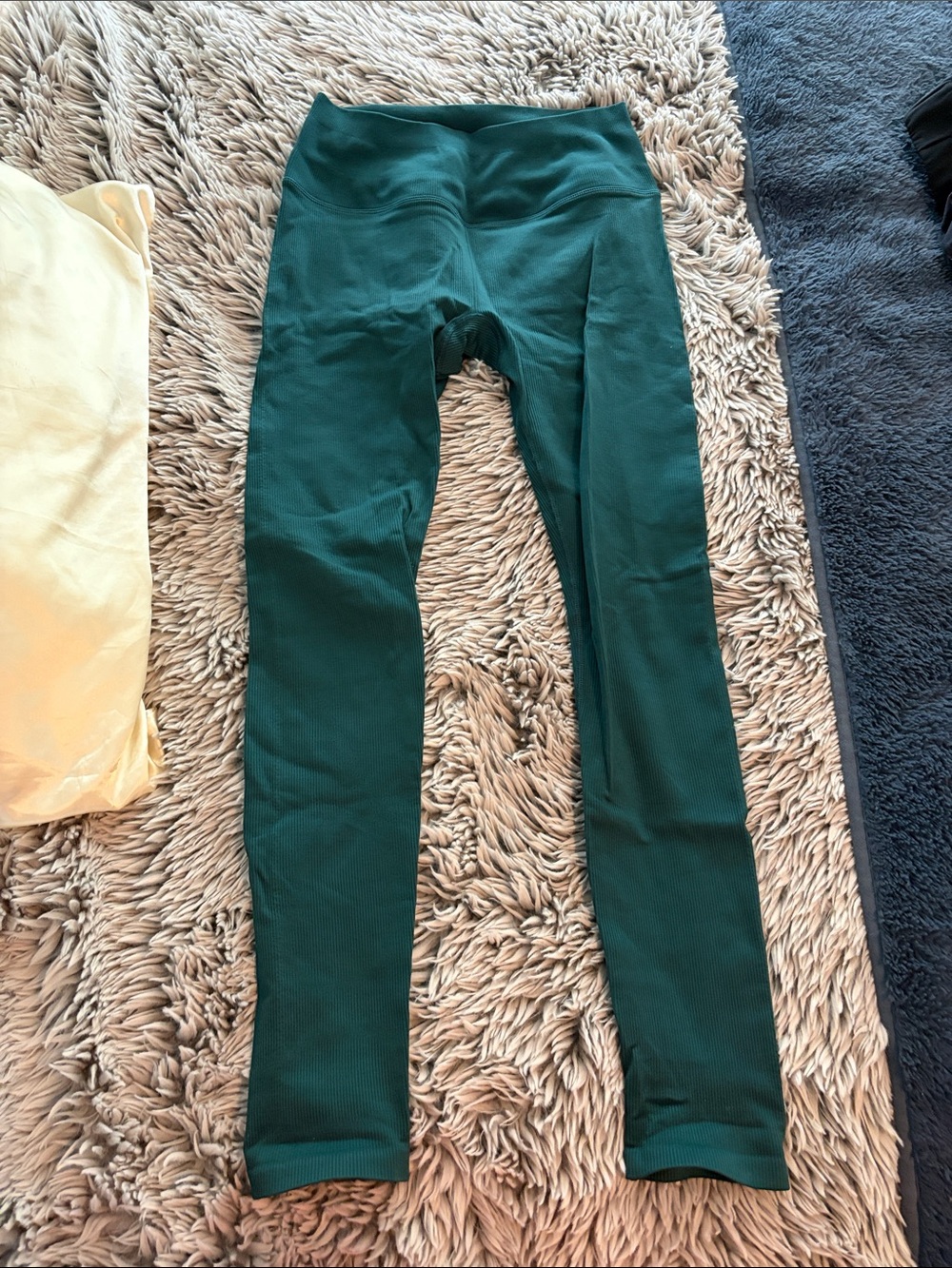 ALO Yoga Deep Green Ribbed High-Rise Leggings